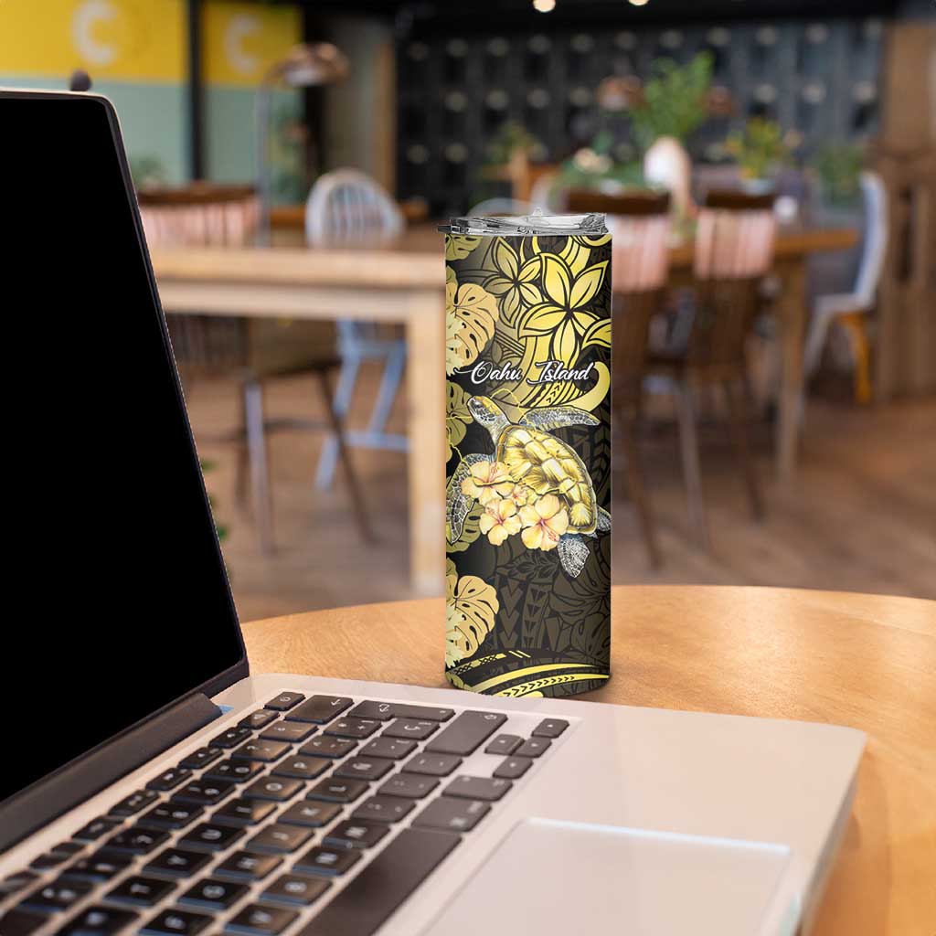 Personalised Aloha Hawaii Oahu Island Skinny Tumbler Gathering Place Sea Turtle Ilima Flowers
