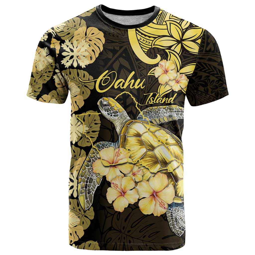 Personalised Aloha Hawaii Oahu Island T Shirt Gathering Place Sea Turtle Ilima Flowers