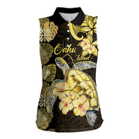 Personalised Aloha Hawaii Oahu Island Women Sleeveless Polo Shirt Gathering Place Sea Turtle Ilima Flowers LT14 Female Yellow - Polynesian Pride