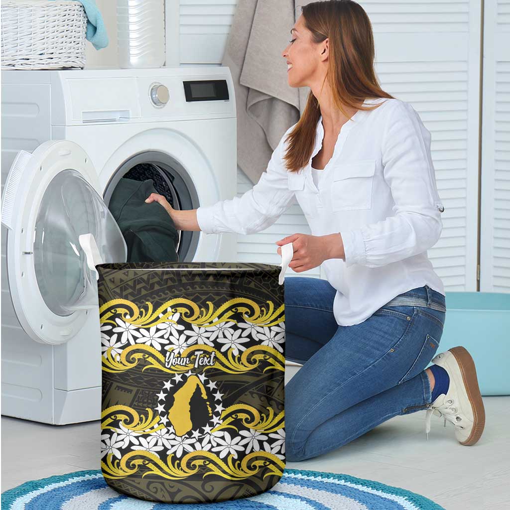 Personalised Cook Islands Aitutaki Laundry Basket Tiare Maori Polynesian Waves Tattoo