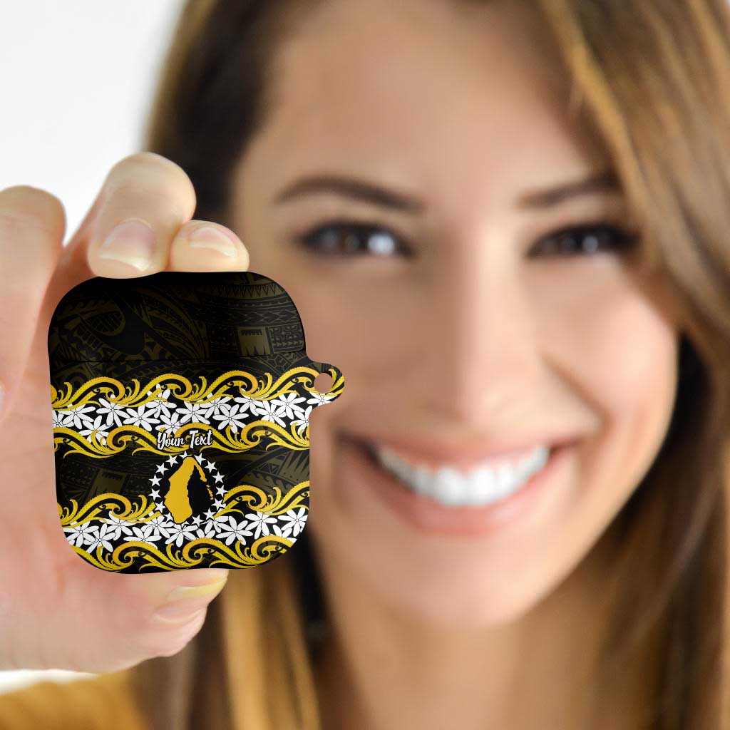 Personalised Cook Islands Aitutaki AirPods Case Tiare Maori Polynesian Waves Tattoo