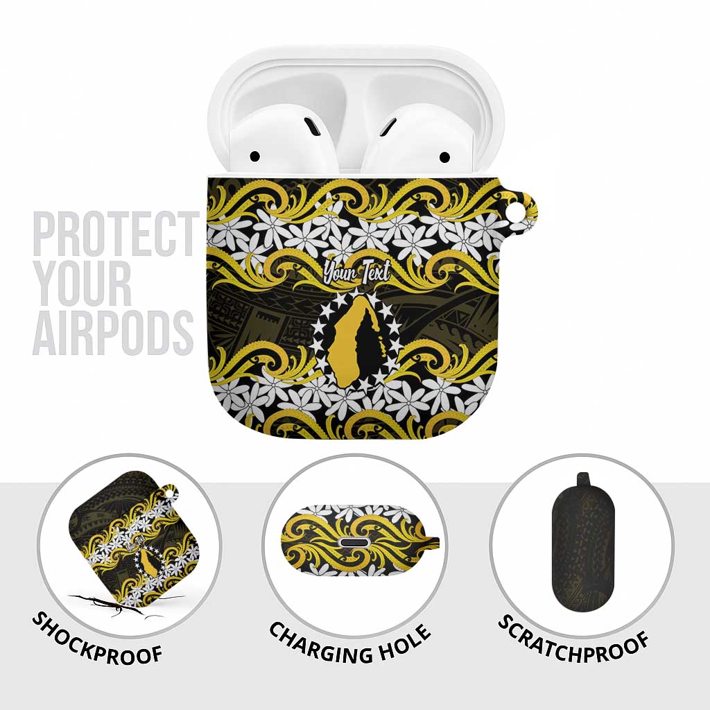 Personalised Cook Islands Aitutaki AirPods Case Tiare Maori Polynesian Waves Tattoo