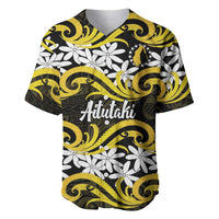 Personalised Cook Islands Aitutaki Baseball Jersey Tiare Maori Polynesian Waves Tattoo