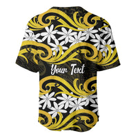 Personalised Cook Islands Aitutaki Baseball Jersey Tiare Maori Polynesian Waves Tattoo