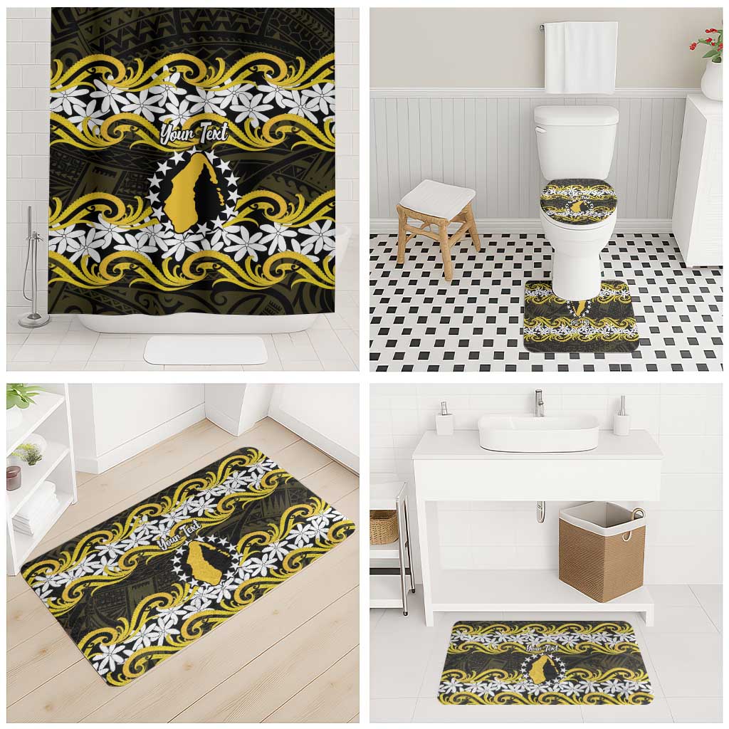 Personalised Cook Islands Aitutaki Bathroom Set Tiare Maori Polynesian Waves Tattoo