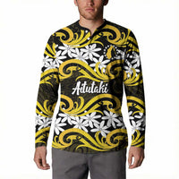 Personalised Cook Islands Aitutaki Button Sweatshirt Tiare Maori Polynesian Waves Tattoo