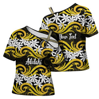 Personalised Cook Islands Aitutaki Cross Shoulder Shirt Tiare Maori Polynesian Waves Tattoo