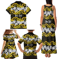 Personalised Cook Islands Aitutaki Family Matching Tank Maxi Dress and Hawaiian Shirt Tiare Maori Polynesian Waves Tattoo LT14 - Polynesian Pride