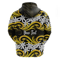Personalised Cook Islands Aitutaki Hoodie Tiare Maori Polynesian Waves Tattoo