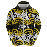 Personalised Cook Islands Aitutaki Hoodie Tiare Maori Polynesian Waves Tattoo