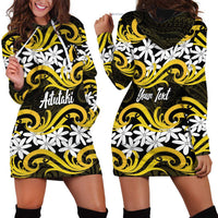 Personalised Cook Islands Aitutaki Hoodie Dress Tiare Maori Polynesian Waves Tattoo