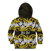 Personalised Cook Islands Aitutaki Kid Hoodie Tiare Maori Polynesian Waves Tattoo