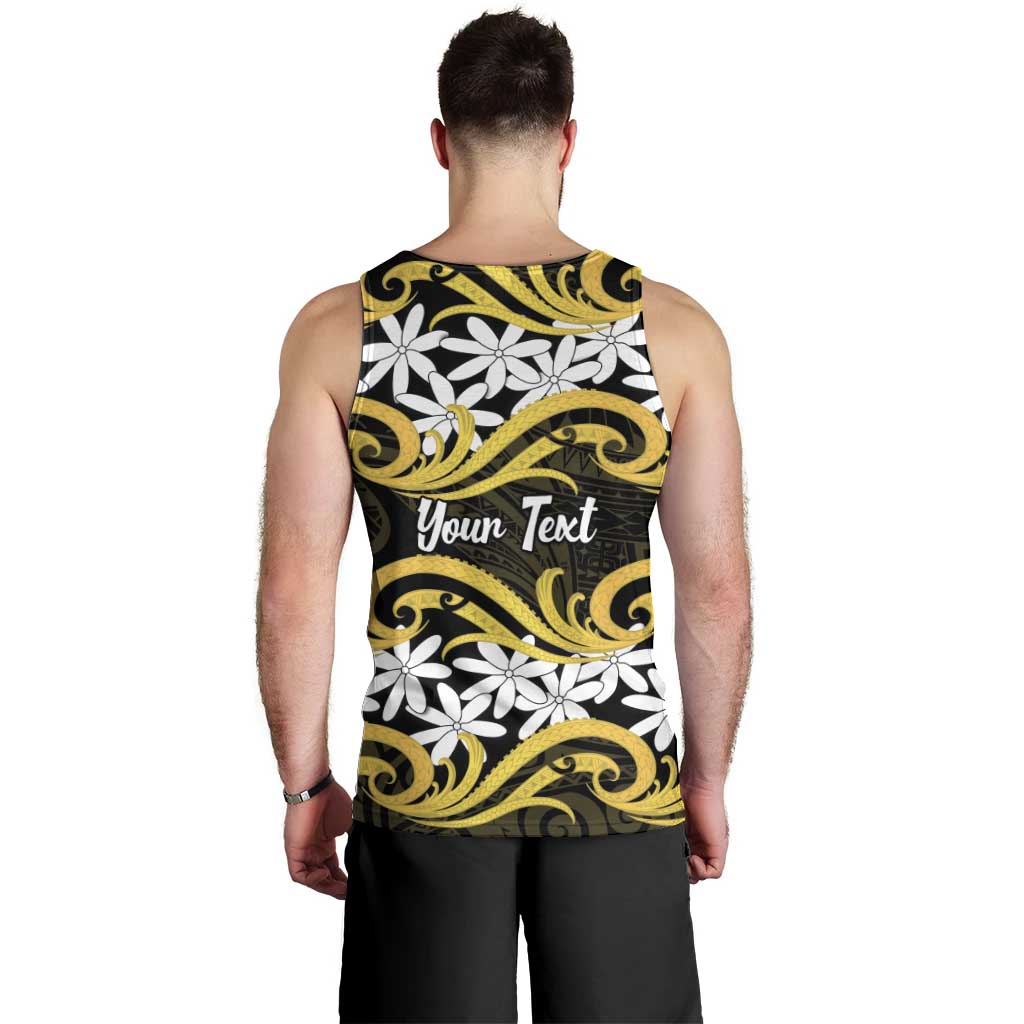 Personalised Cook Islands Aitutaki Men Tank Top Tiare Maori Polynesian Waves Tattoo