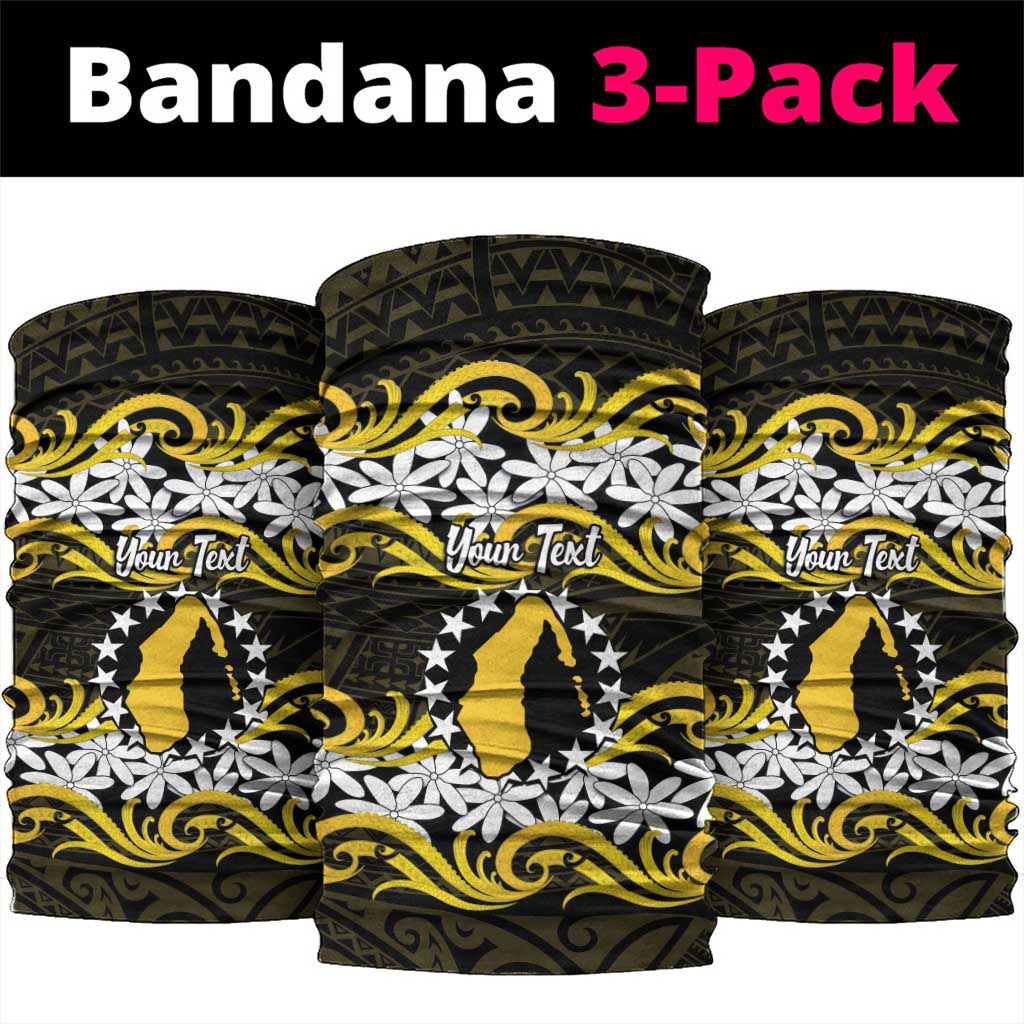 Personalised Cook Islands Aitutaki Neck Gaiter Tiare Maori Polynesian Waves Tattoo