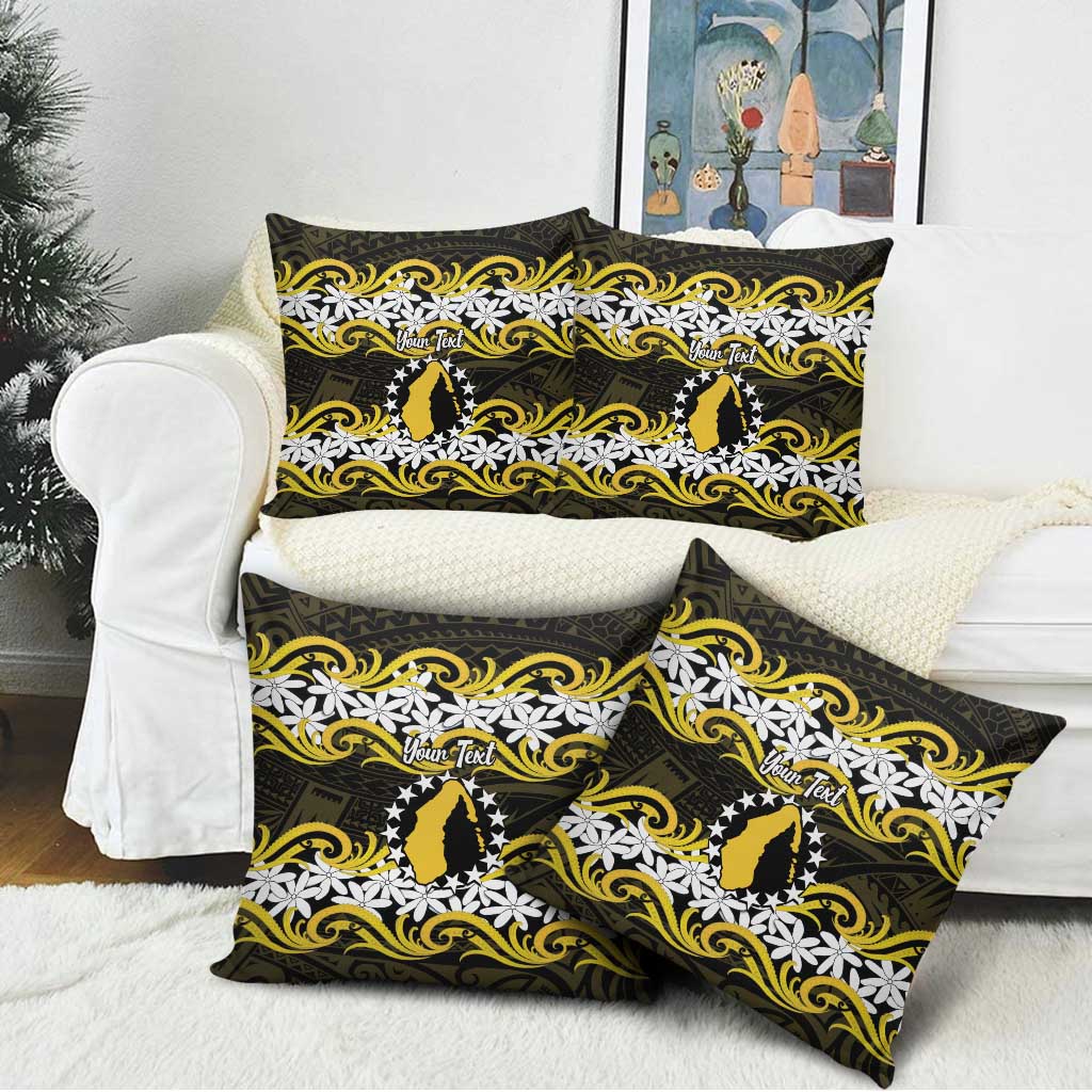 Personalised Cook Islands Aitutaki Pillow Cover Tiare Maori Polynesian Waves Tattoo