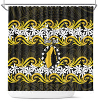 Personalised Cook Islands Aitutaki Shower Curtain Tiare Maori Polynesian Waves Tattoo