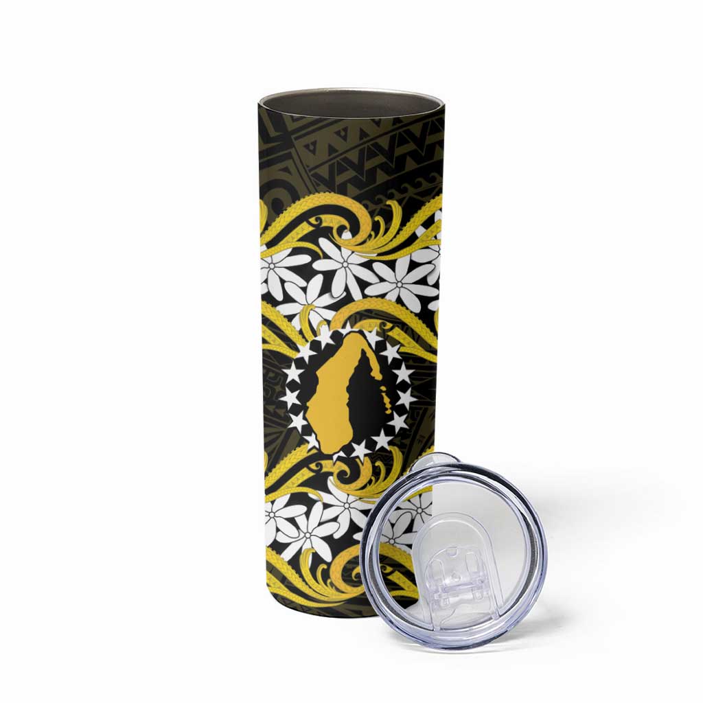 Personalised Cook Islands Aitutaki Skinny Tumbler Tiare Maori Polynesian Waves Tattoo