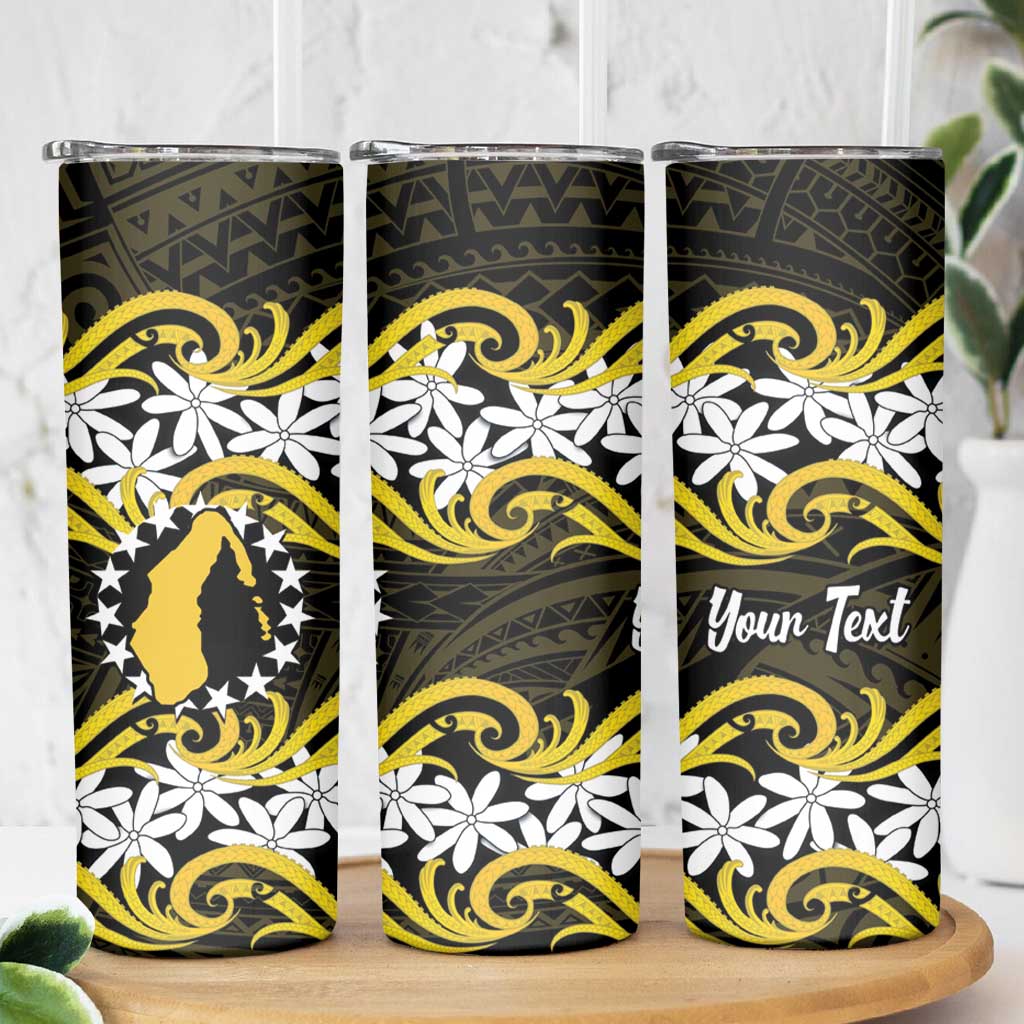 Personalised Cook Islands Aitutaki Skinny Tumbler Tiare Maori Polynesian Waves Tattoo