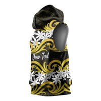 Personalised Cook Islands Aitutaki Sleeveless Hoodie Tiare Maori Polynesian Waves Tattoo