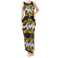Personalised Cook Islands Aitutaki Tank Maxi Dress Tiare Maori Polynesian Waves Tattoo
