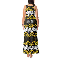Personalised Cook Islands Aitutaki Tank Maxi Dress Tiare Maori Polynesian Waves Tattoo