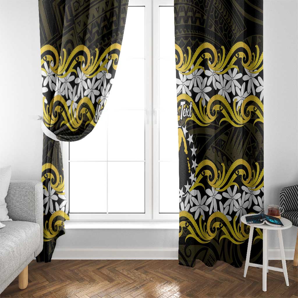 Personalised Cook Islands Aitutaki Window Curtain Tiare Maori Polynesian Waves Tattoo