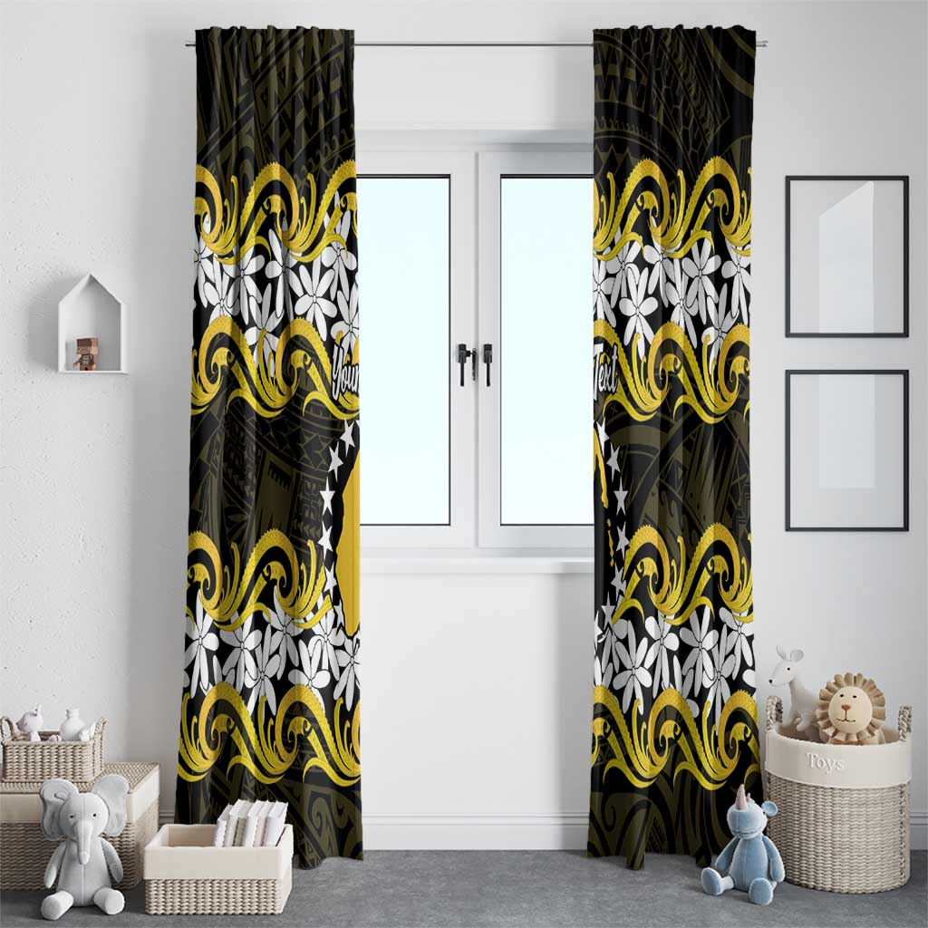 Personalised Cook Islands Aitutaki Window Curtain Tiare Maori Polynesian Waves Tattoo