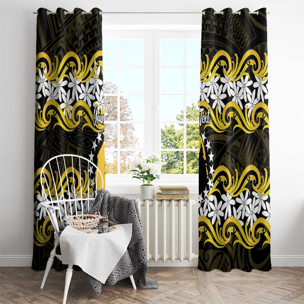 Personalised Cook Islands Aitutaki Window Curtain Tiare Maori Polynesian Waves Tattoo