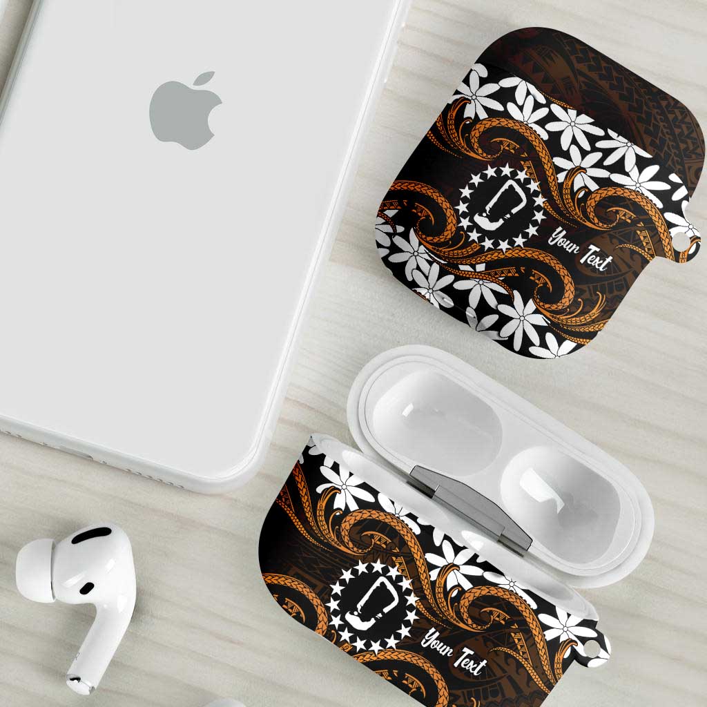 Personalised Cook Islands Rakahanga AirPods Case Tiare Maori Polynesian Waves Tattoo
