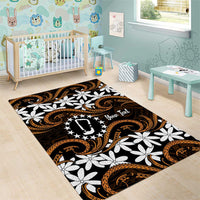 Personalised Cook Islands Rakahanga Area Rug Tiare Maori Polynesian Waves Tattoo
