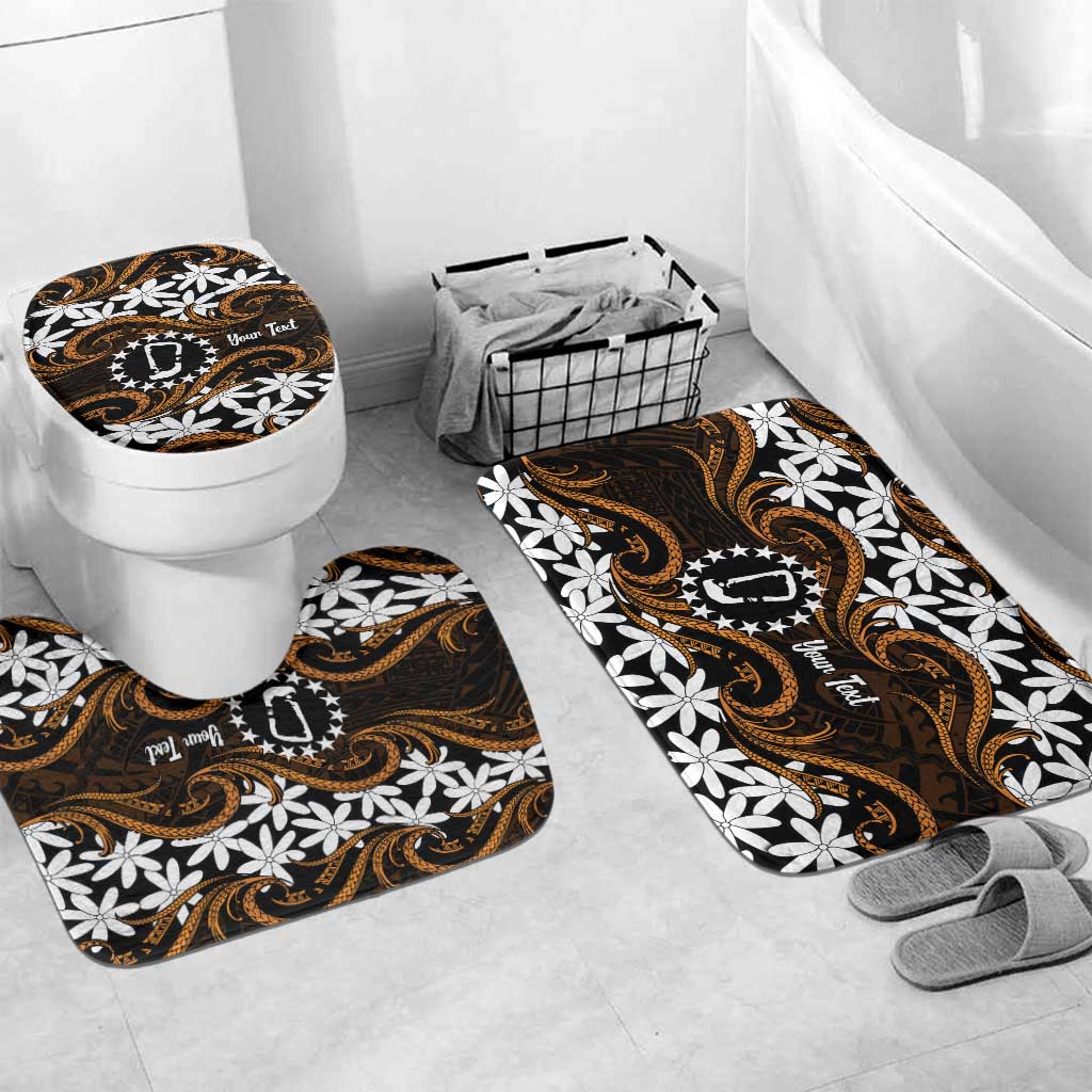 Personalised Cook Islands Rakahanga Bathroom Set Tiare Maori Polynesian Waves Tattoo