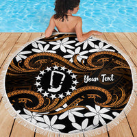 Personalised Cook Islands Rakahanga Beach Blanket Tiare Maori Polynesian Waves Tattoo