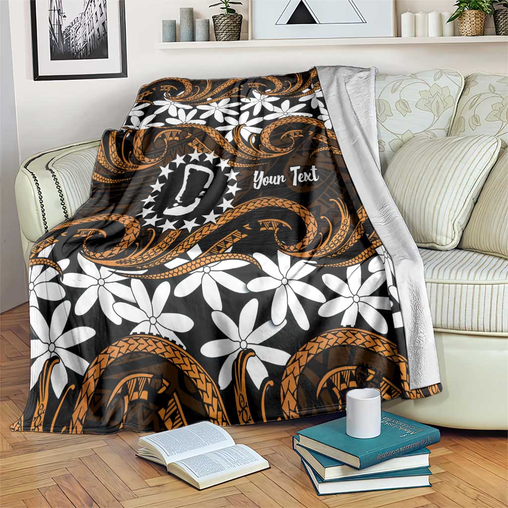Personalised Cook Islands Rakahanga Blanket Tiare Maori Polynesian Waves Tattoo