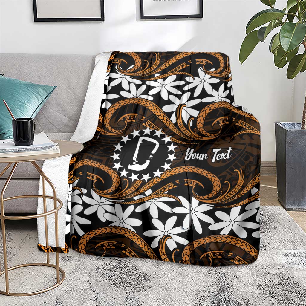 Personalised Cook Islands Rakahanga Blanket Tiare Maori Polynesian Waves Tattoo