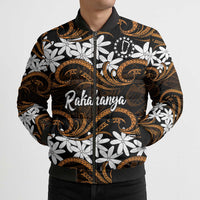 Personalised Cook Islands Rakahanga Bomber Puffer Jacket Tiare Maori Polynesian Waves Tattoo
