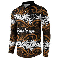 Personalised Cook Islands Rakahanga Button Sweatshirt Tiare Maori Polynesian Waves Tattoo