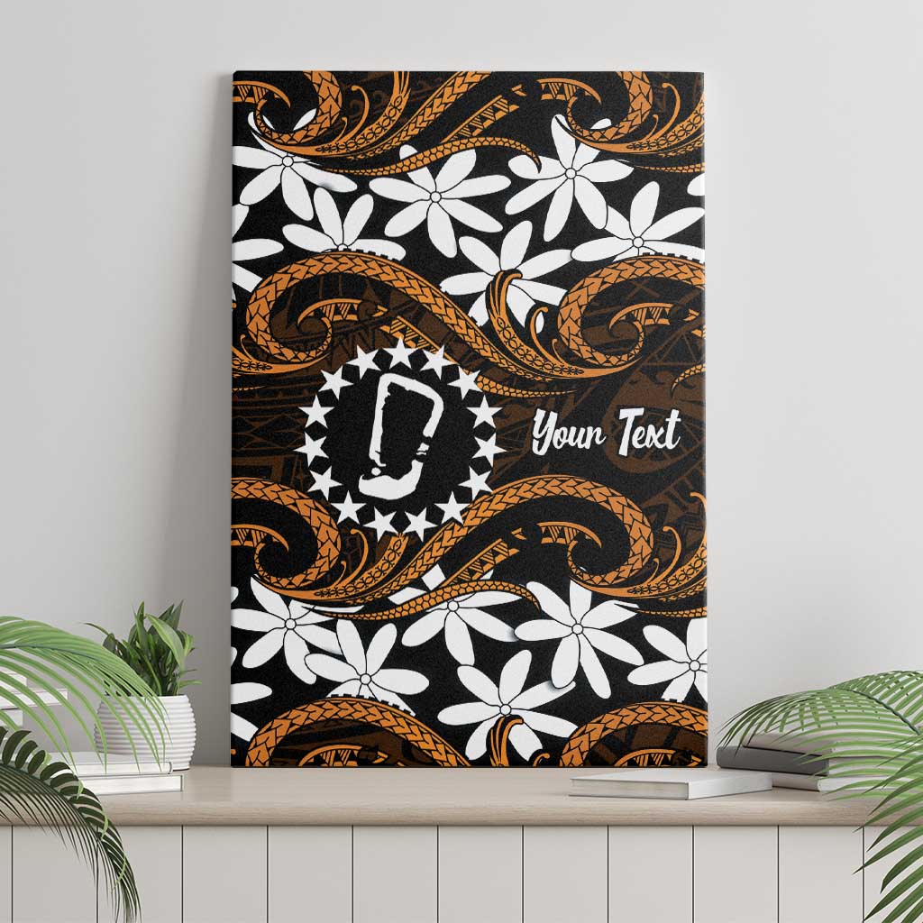 Personalised Cook Islands Rakahanga Canvas Wall Art Tiare Maori Polynesian Waves Tattoo