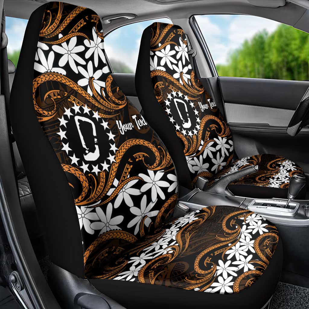 Personalised Cook Islands Rakahanga Car Seat Cover Tiare Maori Polynesian Waves Tattoo