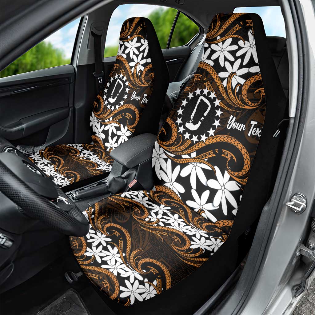 Personalised Cook Islands Rakahanga Car Seat Cover Tiare Maori Polynesian Waves Tattoo