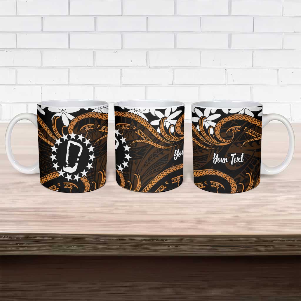 Personalised Cook Islands Rakahanga Ceramic Mug Tiare Maori Polynesian Waves Tattoo