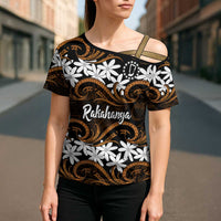 Personalised Cook Islands Rakahanga Cross Shoulder Shirt Tiare Maori Polynesian Waves Tattoo