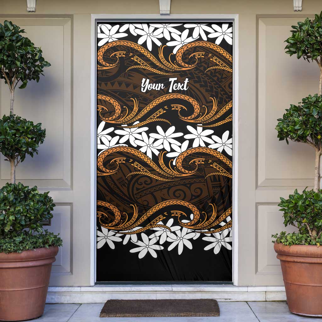 Personalised Cook Islands Rakahanga Door Cover Tiare Maori Polynesian Waves Tattoo