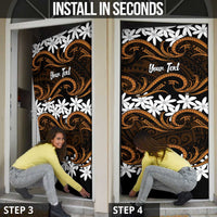 Personalised Cook Islands Rakahanga Door Cover Tiare Maori Polynesian Waves Tattoo