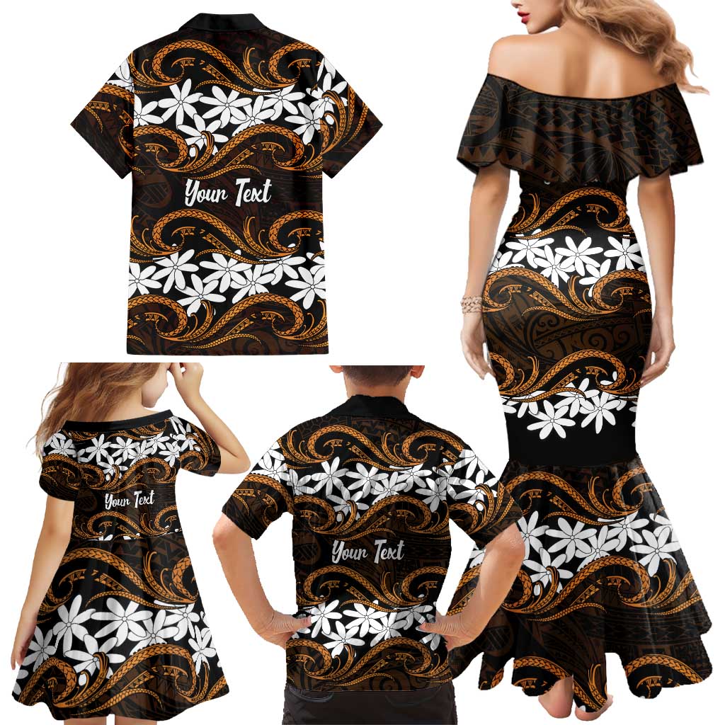 Personalised Cook Islands Rakahanga Family Matching Mermaid Dress and Hawaiian Shirt Tiare Maori Polynesian Waves Tattoo LT14 - Polynesian Pride