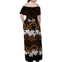 Personalised Cook Islands Rakahanga Family Matching Off Shoulder Maxi Dress and Hawaiian Shirt Tiare Maori Polynesian Waves Tattoo LT14 - Polynesian Pride