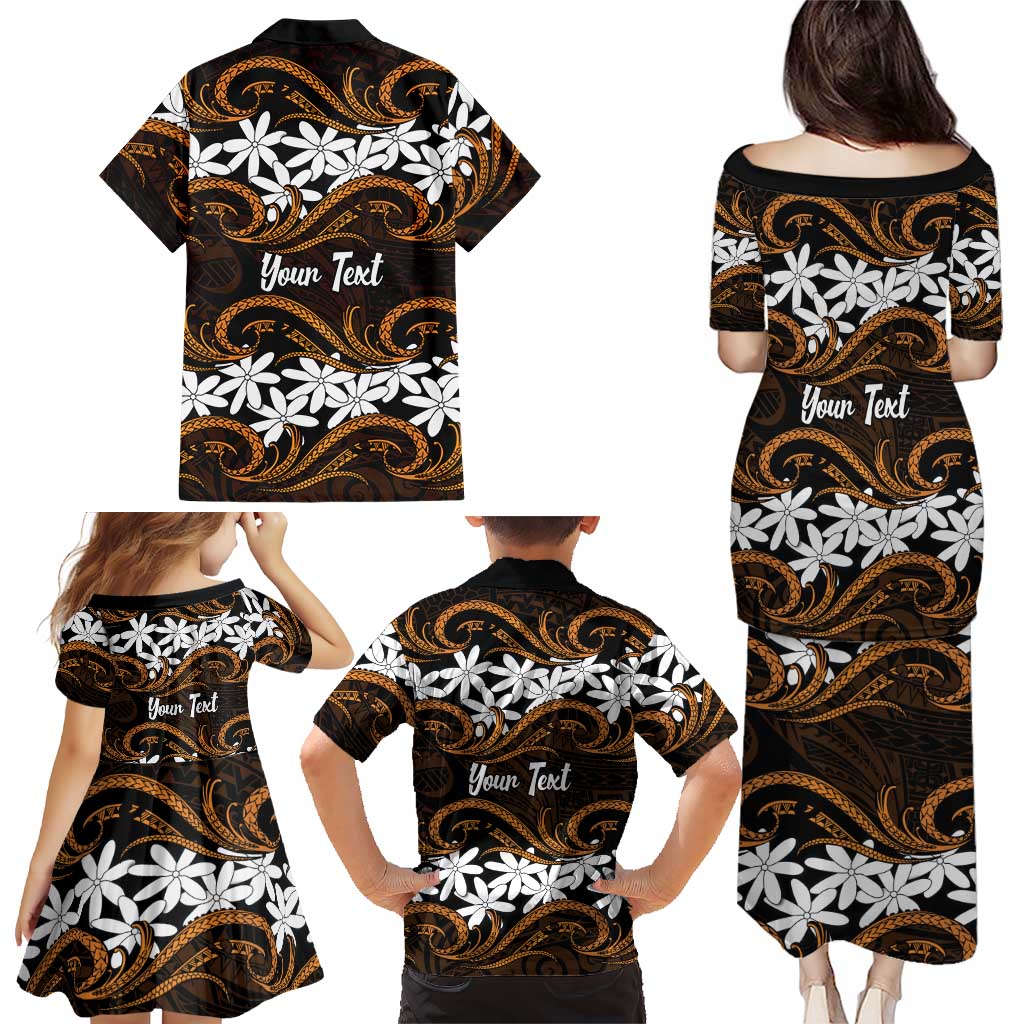 Personalised Cook Islands Rakahanga Family Matching Puletasi and Hawaiian Shirt Tiare Maori Polynesian Waves Tattoo LT14 - Polynesian Pride