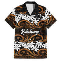 Personalised Cook Islands Rakahanga Family Matching Puletasi and Hawaiian Shirt Tiare Maori Polynesian Waves Tattoo LT14 Dad's Shirt - Short Sleeve Orange - Polynesian Pride