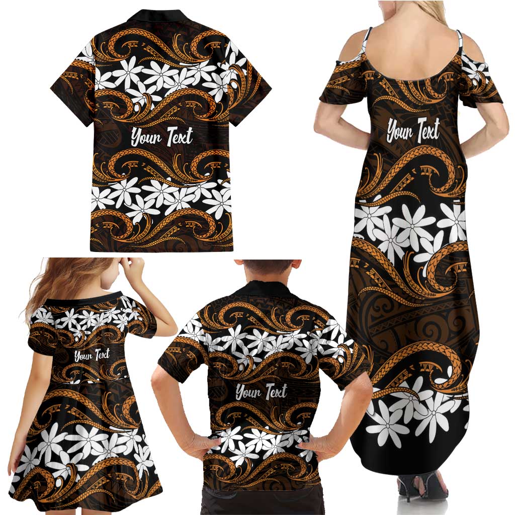 Personalised Cook Islands Rakahanga Family Matching Summer Maxi Dress and Hawaiian Shirt Tiare Maori Polynesian Waves Tattoo LT14 - Polynesian Pride