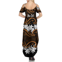 Personalised Cook Islands Rakahanga Family Matching Summer Maxi Dress and Hawaiian Shirt Tiare Maori Polynesian Waves Tattoo LT14 - Polynesian Pride