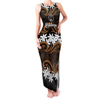 Personalised Cook Islands Rakahanga Family Matching Tank Maxi Dress and Hawaiian Shirt Tiare Maori Polynesian Waves Tattoo LT14 Mom's Dress Orange - Polynesian Pride